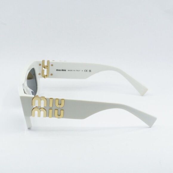 NEW MIU MIU MU09WS 1425S0 WHITE DARK GREY SUNGLASSES - Picture 9 of 15